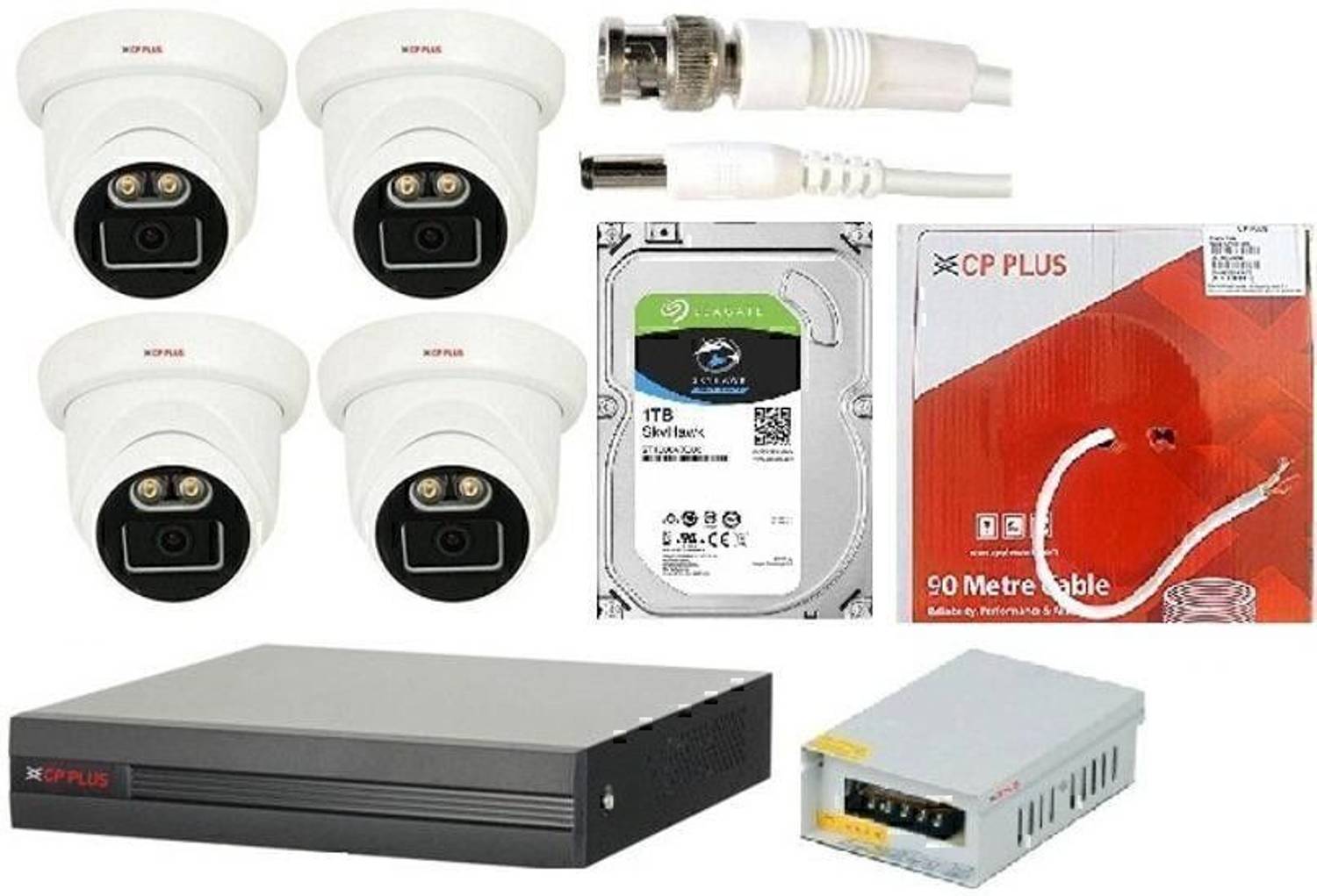 CP PLUS ILLUMAX COLORVU NIGHT VISION 4 DOME CAMERA, 1TB HDD,WIRE 45MTR KIT Security Camera