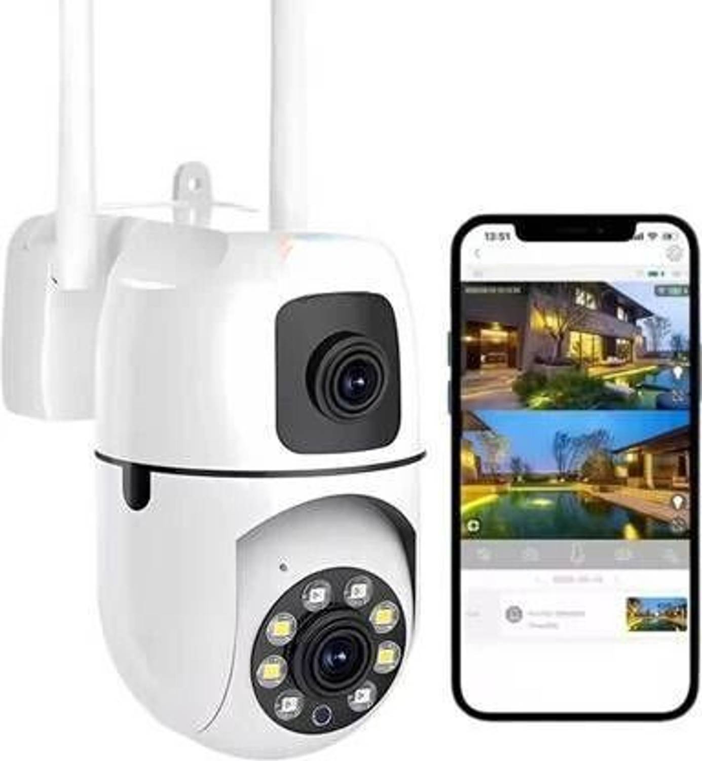 Monrix Mini Dual Lens 2-in-1 PTZ+Bullet 5MP WiFi Indoor Wireless Security Camera Security Camera