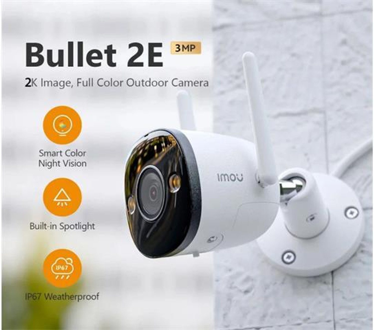 Image of IMOU IPC-K3DP-3H0WF 2K 3MP WIFI Outdoor Bullet 2E, Color Night Vision, Alexa Enabled Security Camera
