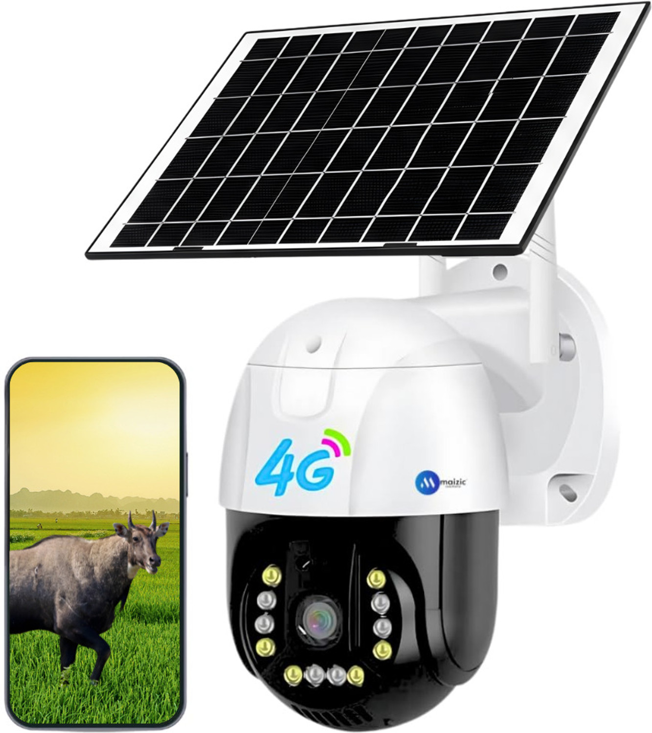 Image of Maizic Smarthome Gorilla 4G Solar PTZ Outdoor CCTV Camera | 4MP FHD | 360 View | 8000mAh Battery Security Camera