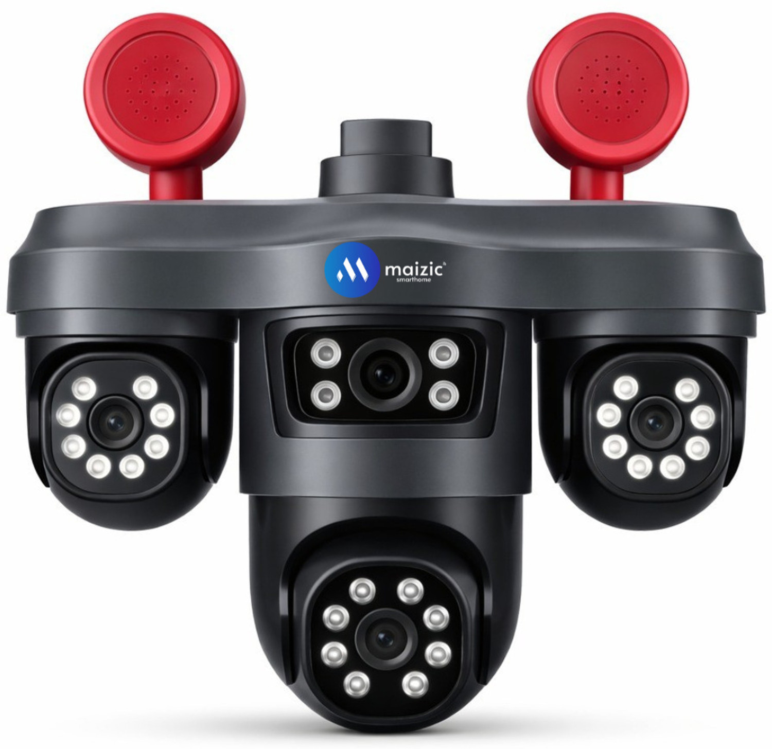 Image of Maizic Smarthome TRIGENIE Siren WiFi Triple Lens 5MPx3 AI PTZ Outdoor Camera, Color Night Vision Security Camera