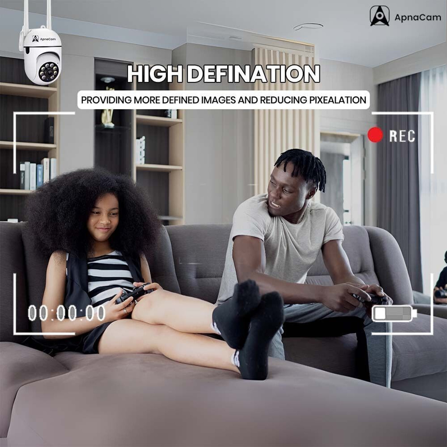 Image of ApnaCam 5MP FHD WiFi Mini Fox PTZ 360 View, Two-Way Audio Wireless Home & Office Security Camera