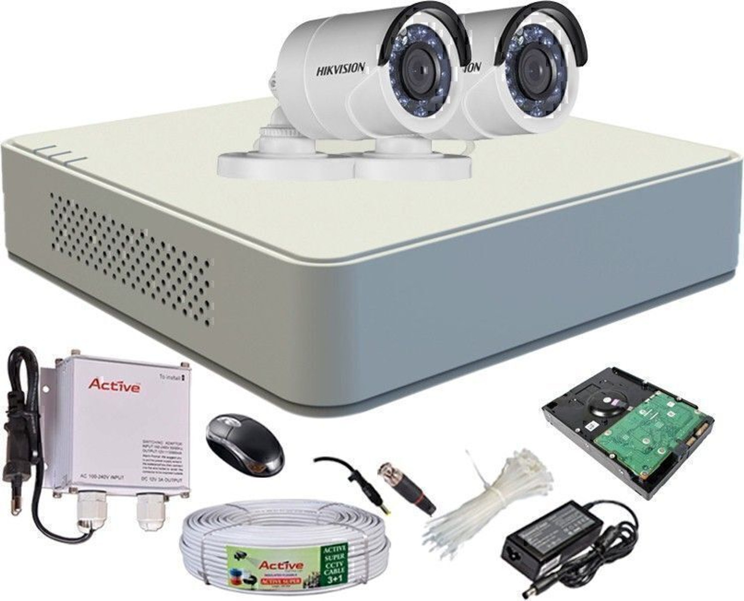 Image of HIKVISION 4CH DVR 2 BULLET CAMERA COT 500GB HDD COMBO KIT Security Camera