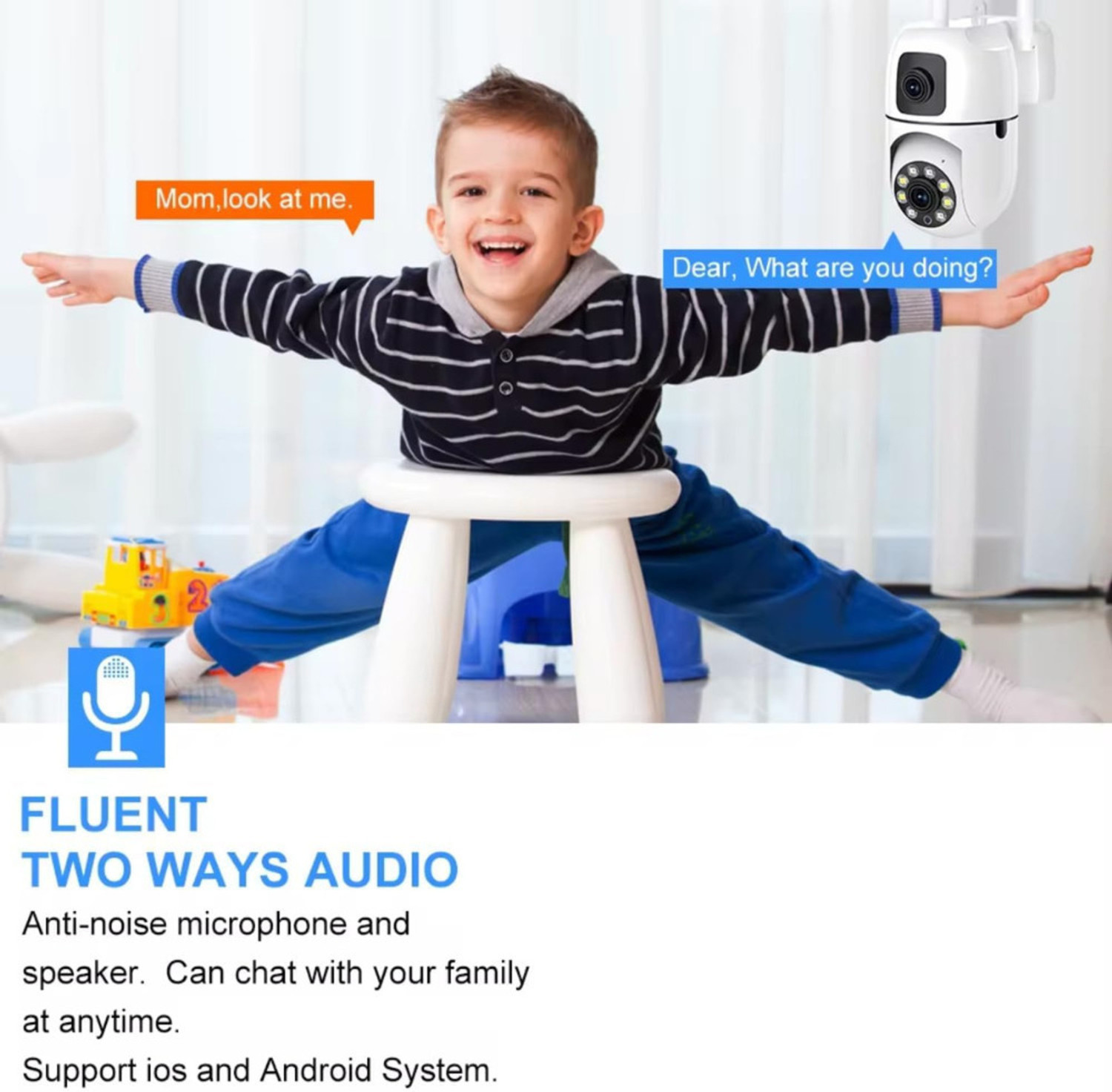 Image of Supercams Dual Lens Mini Fox | (5+5) MP WiFi CCTV Camera with PTZ & Fixed View Security Camera