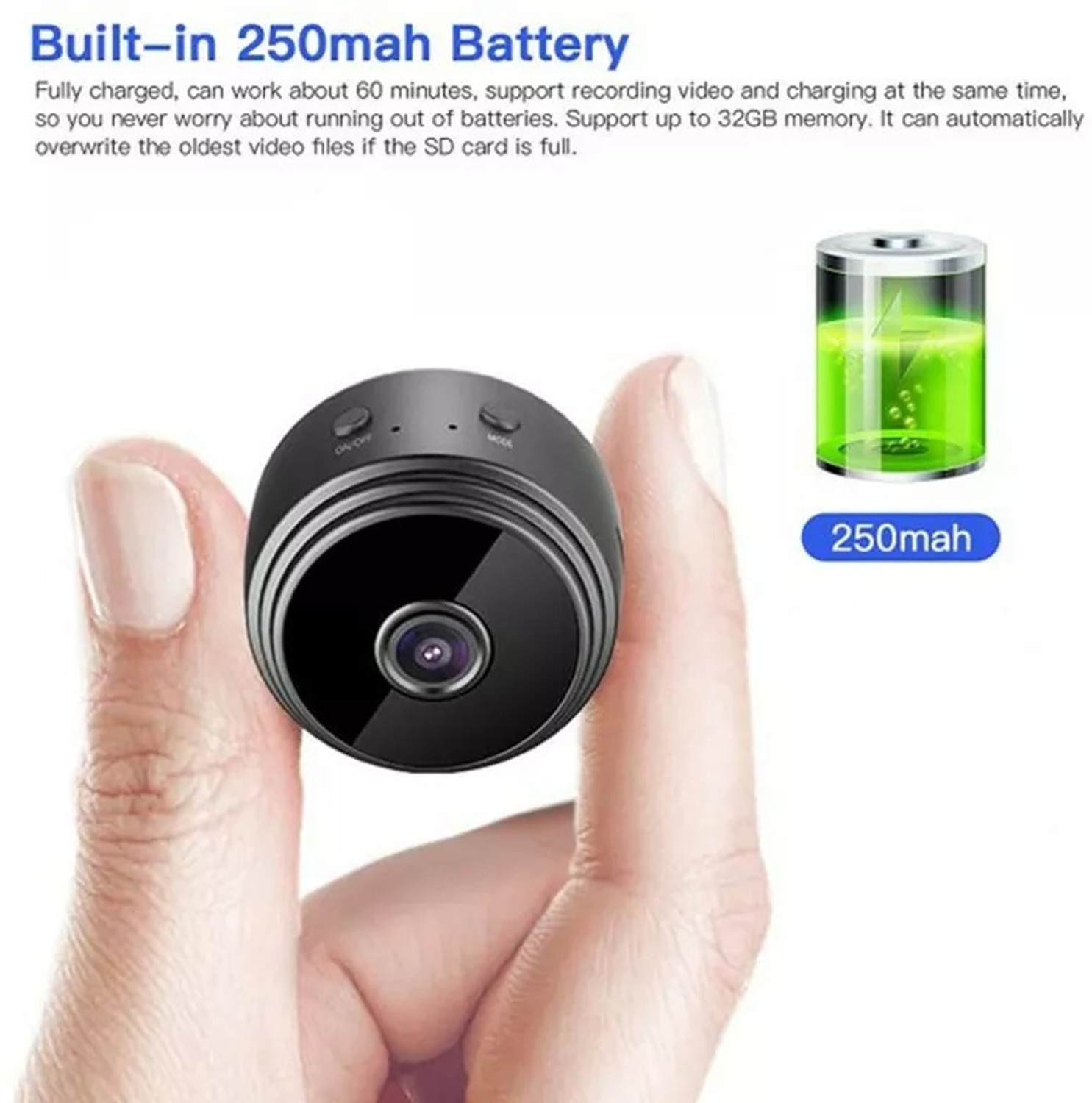 Image of SIOVS Portable Spy CCTV Camera - WiFi 1080P Hidden Cam with Magnetic Mount Security Camera