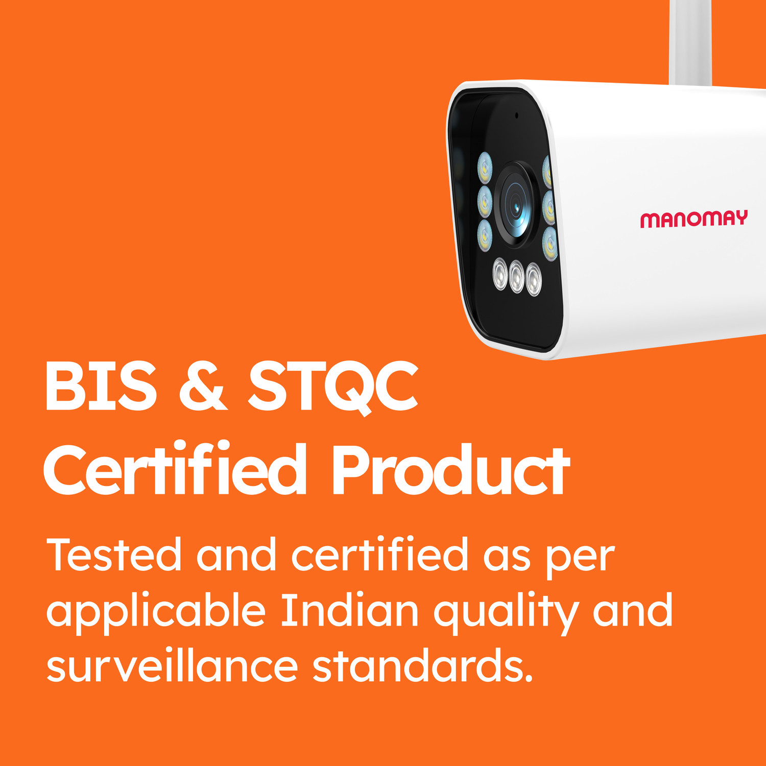 Image of Manomay STQC 3MP WiFi Bullet CCTV Camera | Night Vision | 2-Way Audio | IP66 Security Camera