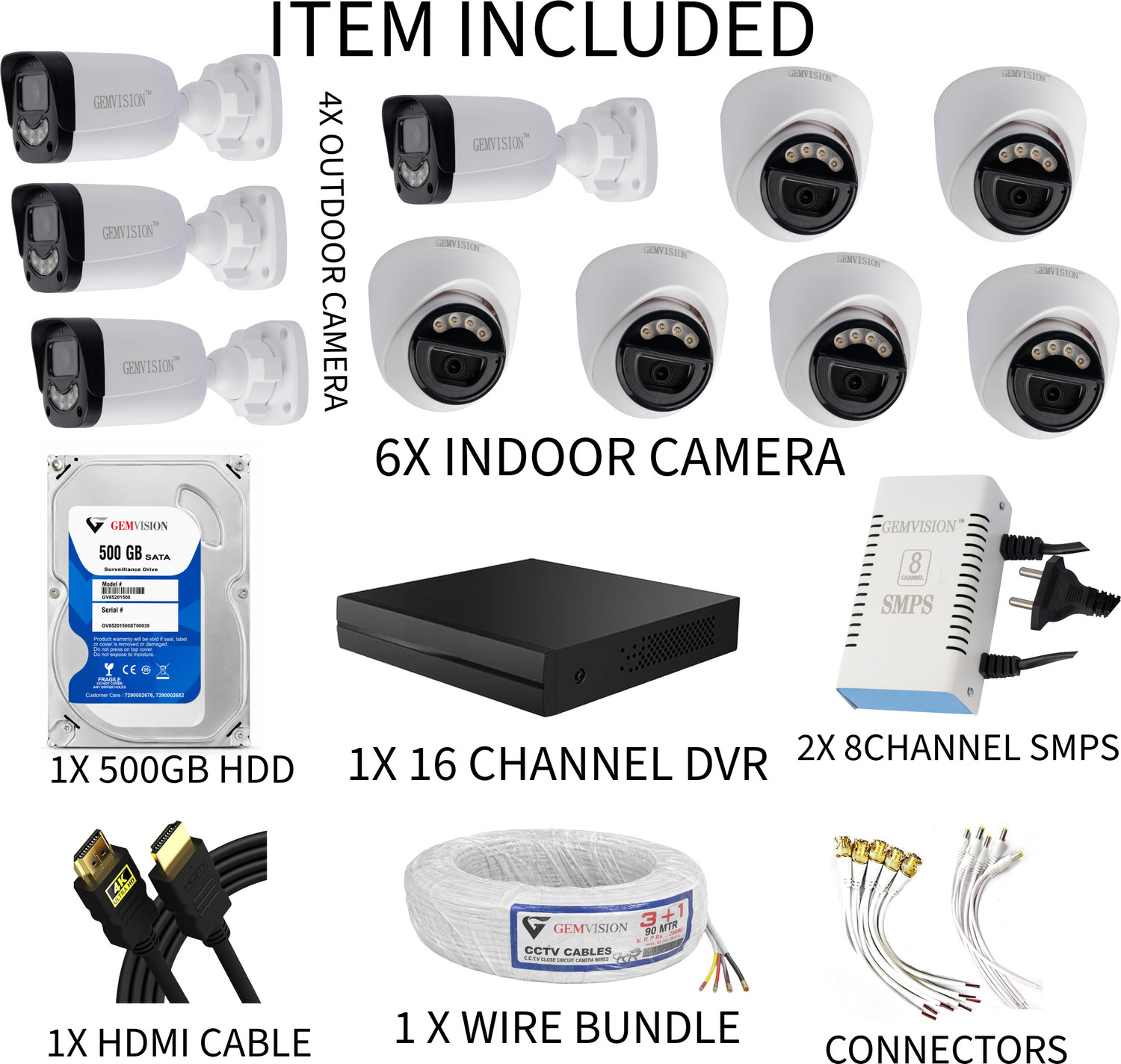 Image of CP PLUS 3MP Color Night Vision CCTV Camera Set 6 Indoor 4 outdoor Camera 16CH DVR Security Camera