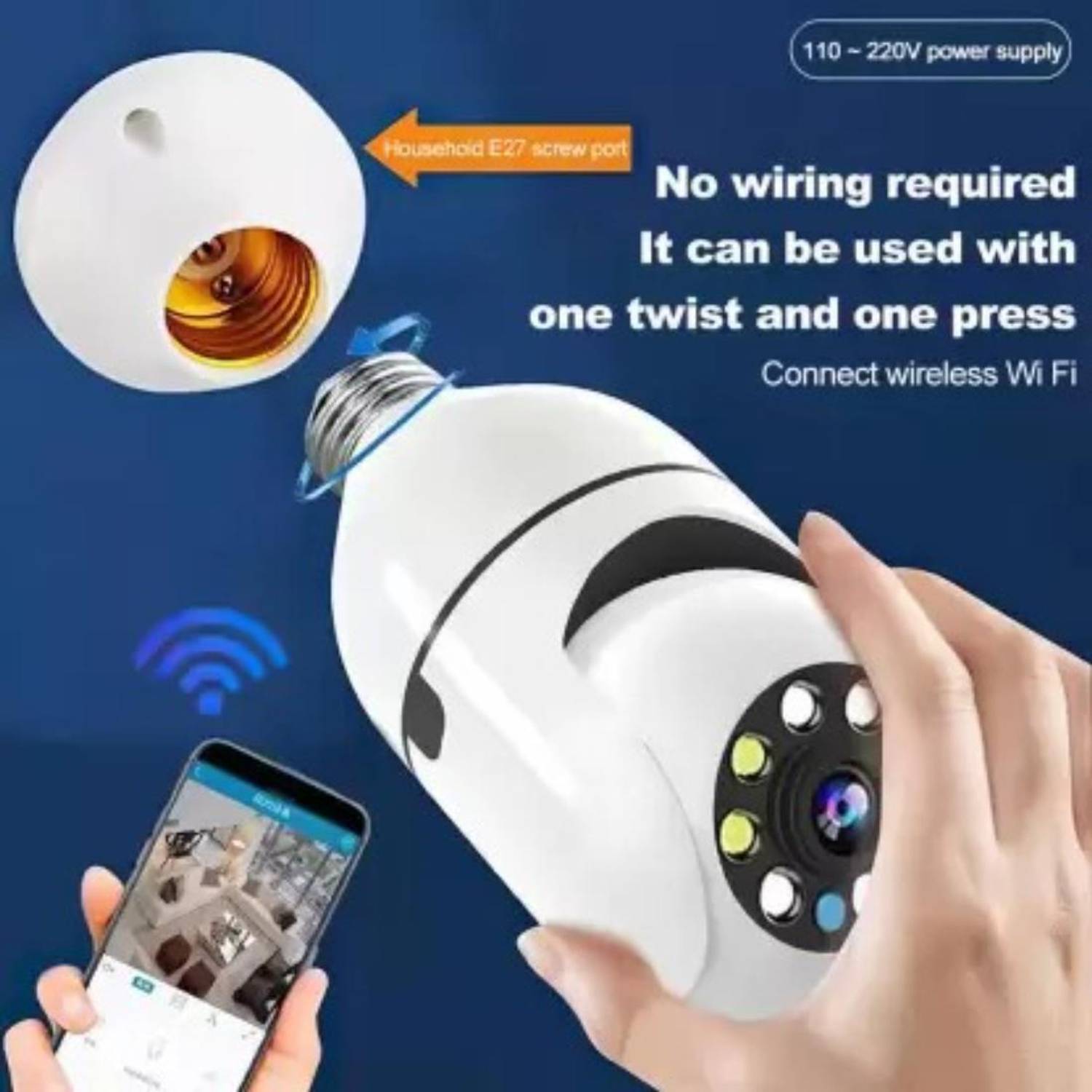 SNARIOVSN CCTV Camera Wireless Bulb Shape V380 Pro Spy Camera wifi camera mobile connect Security Camera