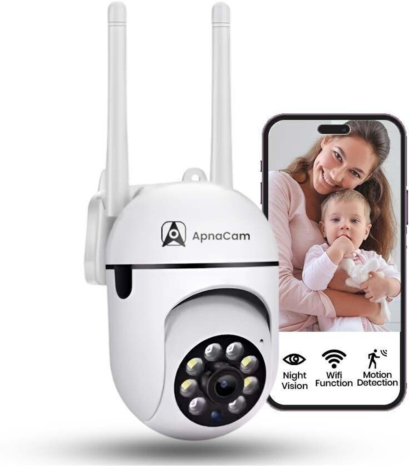 Image of ApnaCam 5MP FHD WiFi Mini Fox PTZ 360 View, Two-Way Audio Wireless Home & Office Security Camera