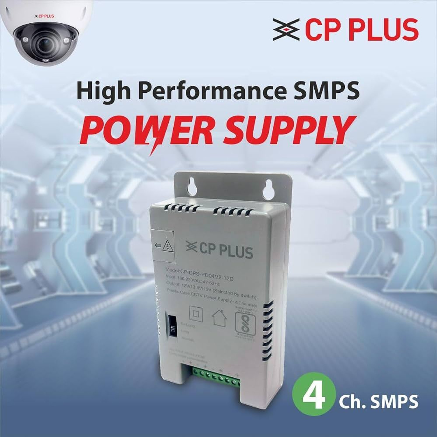 Image of CP PLUS Camera Power Supply for CCTV 4 Channel Security Camera (4 Channel)