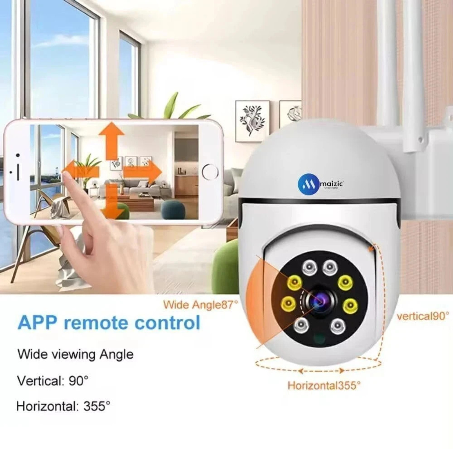 Image of Maizic Smarthome 3MP Fox PTZ WIFI Camera With Color Night Vision & Intelligent Alarm Security Camera