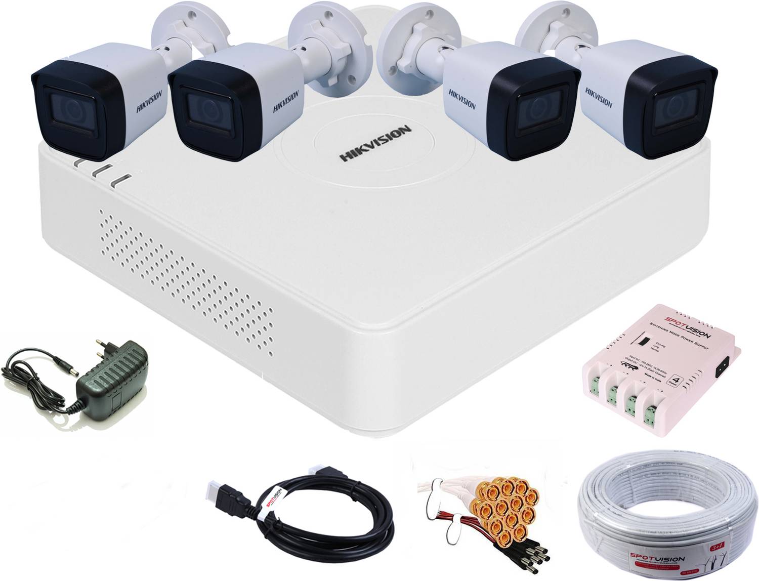 HIKVISION 4 Channel HD DVR 1080P,IP67 2MP Outdoor Camera (1080P),COMBO- Security Camera