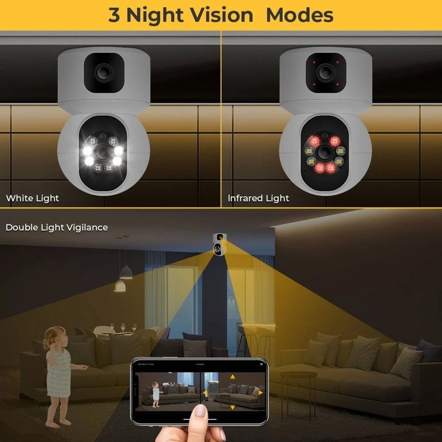 Image of Bzrqx Smart Home Security Camera WiFi 1080P DUAL LENS PTZ 360 Wireless Auto Tracking Security Camera (128 GB, 1 Channel)