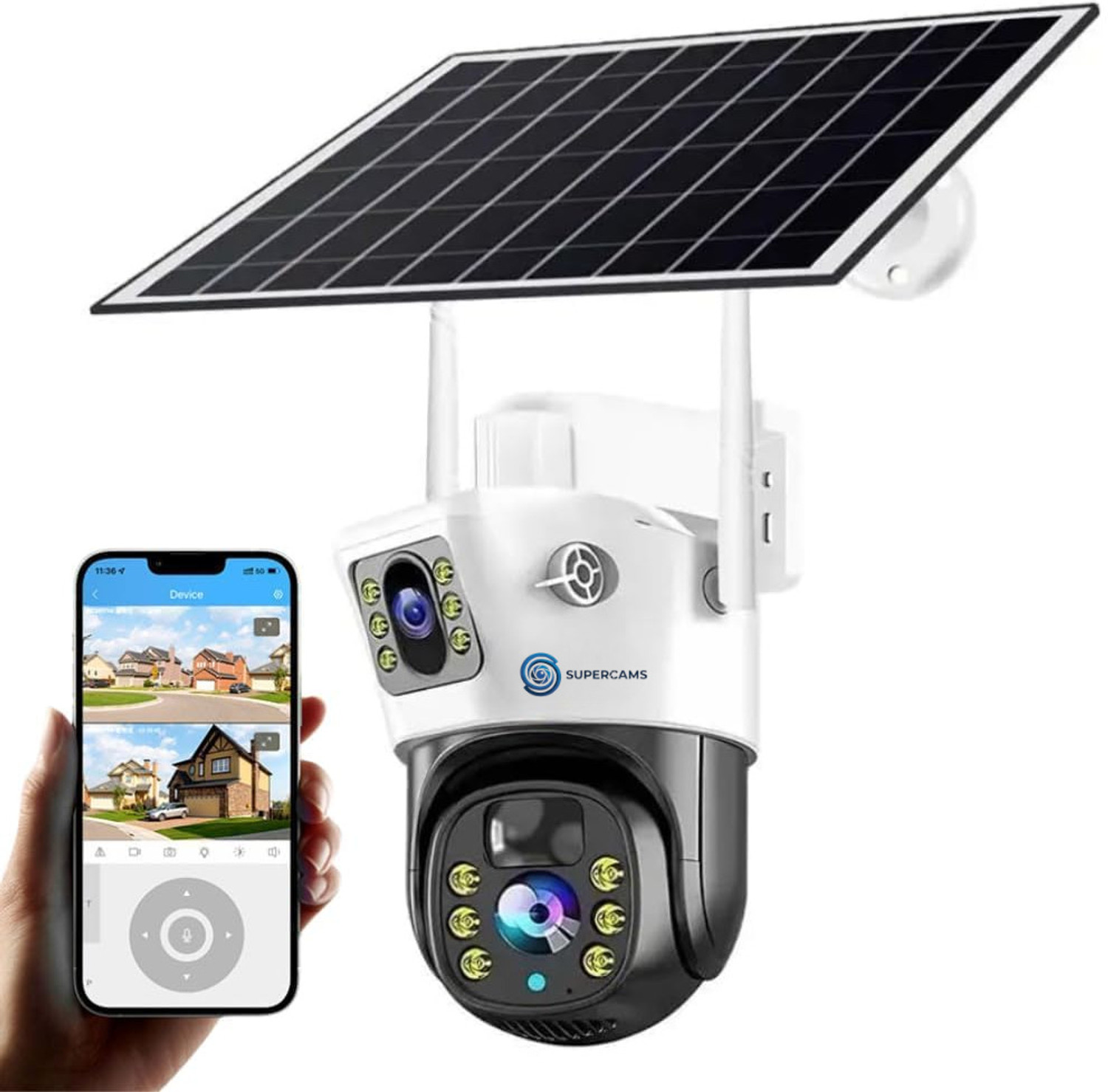 Image of Supercams 4G Solar Security Camera | 5+5MP UHD Dual Lens /Screen Outdoor Security Camera