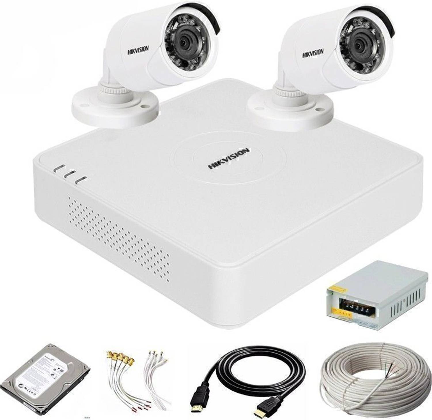 HIKVISION 4 Channal TURBO HD DVR 1080p 1Pcs,TURBO HD Outdoor Camera 2Pcs,500 GB Hard Disk, Security Camera
