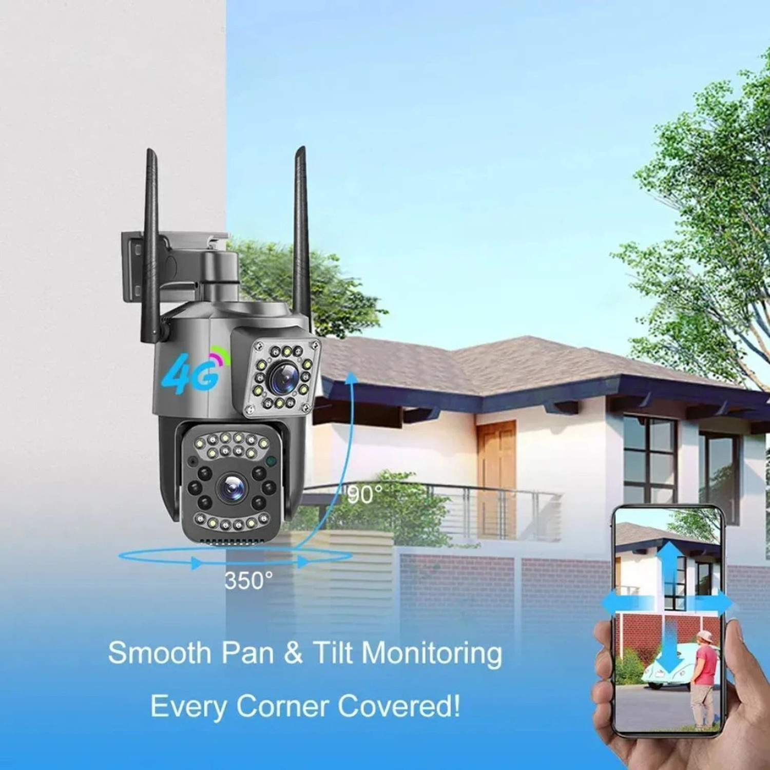 Image of OneXsale 8+8MP 4G Wireless CCTV Night Vision Motion Alerts, SD & Sim Card Support Security Camera