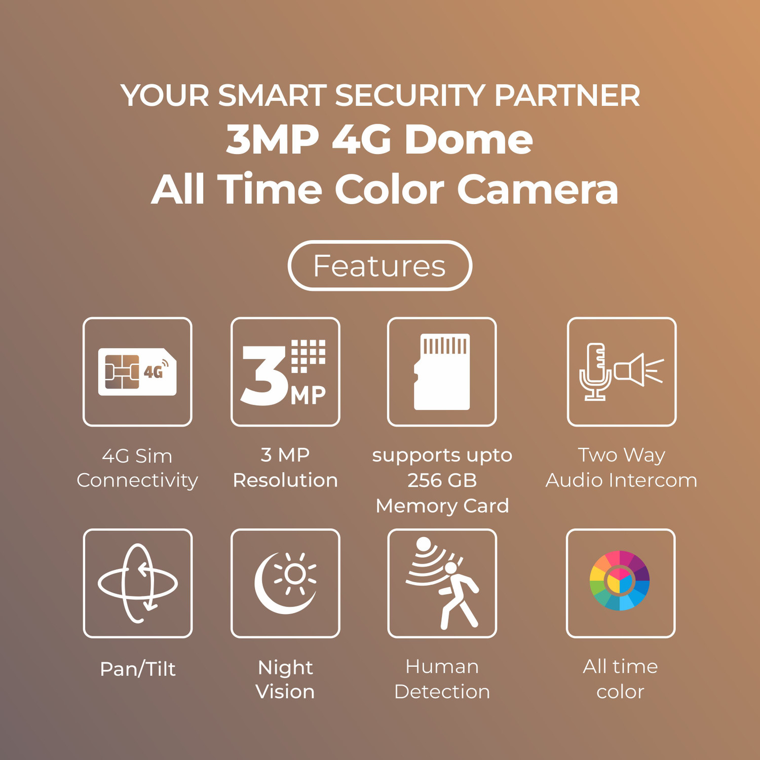 Image of Trueview 3MP 4G SIM STQC Certified Dome | Color Night Vision | 2-Way Audio Security Camera