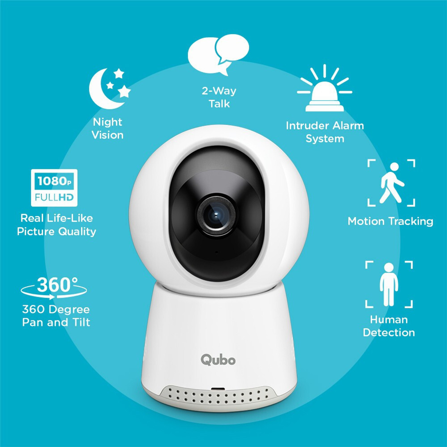 Image of Qubo Smart Cam 360 Q100 by HERO GROUP 1080p FHD WiFi CCTV with Intruder Alarm System Security Camera