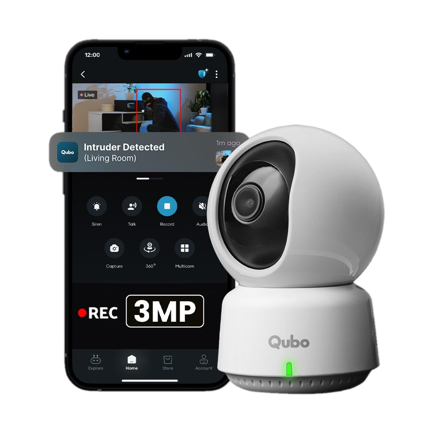 Qubo Smart Cam 360 3MP Security Camera