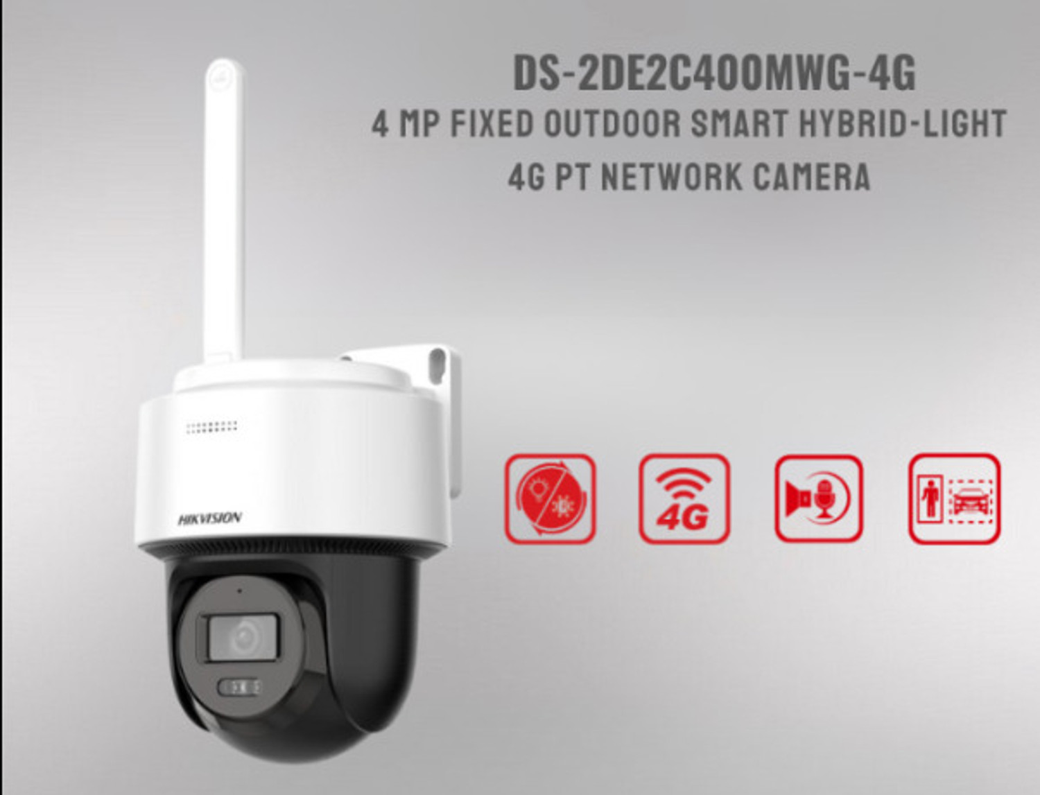 Image of HIKVISION DS-2DE2C400MWG-4G 4MP Mini PT 4G Network Camera or Smart 4G Hybrid Light Camera Security Camera