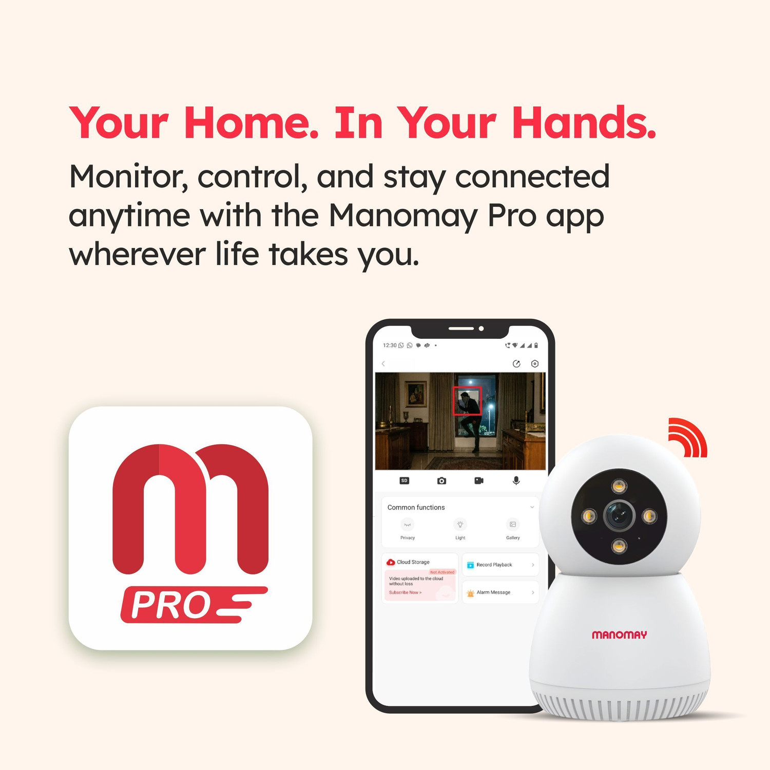 Image of Manomay BIS Certified STQC 3MP Smart WiFi Wireless Full View Pan-Tilt CCTV Home Security Camera