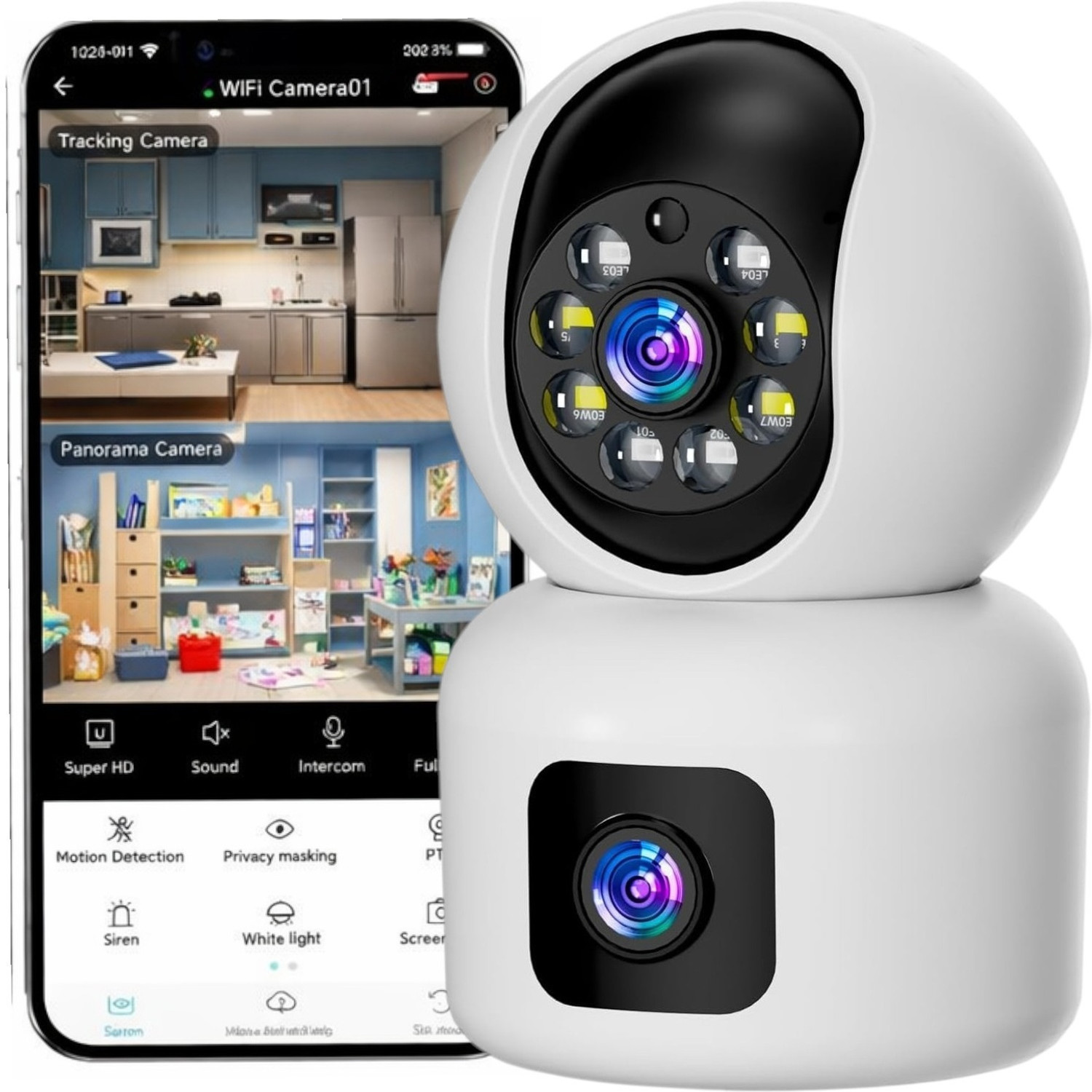 Image of Bzrqx Smart Home Security Camera WiFi 1080P DUAL LENS PTZ 360 Wireless Auto Tracking Security Camera (128 GB, 1 Channel)