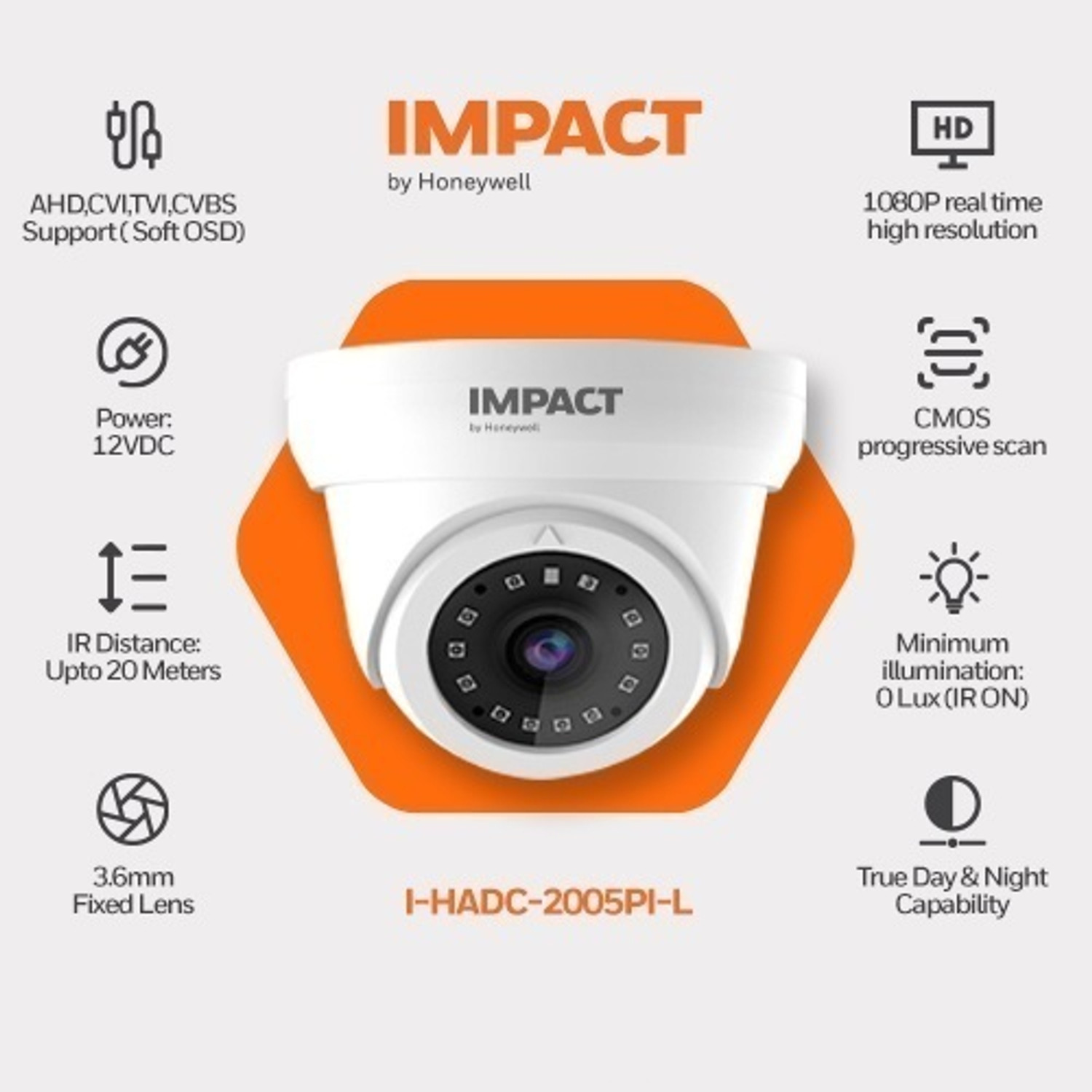 Image of Impact by Honeywell 2MP 6 Bullet + 2 Dome CCTV +8 Channel DVR +1TB HDD+90 mtrs cable Cctv Camera Set Security Camera