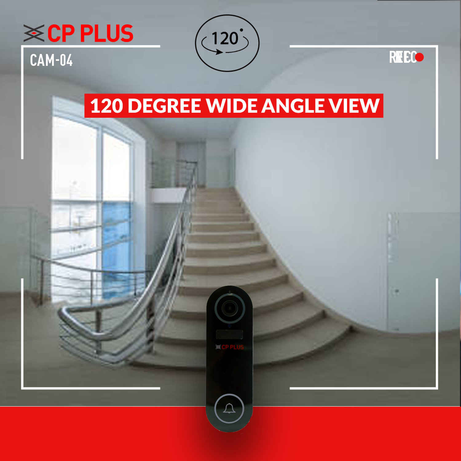 Image of CP PLUS CP-L23 2MP Wi-Fi Doorbell with Wide Angle View, Night Vision & Security Camera