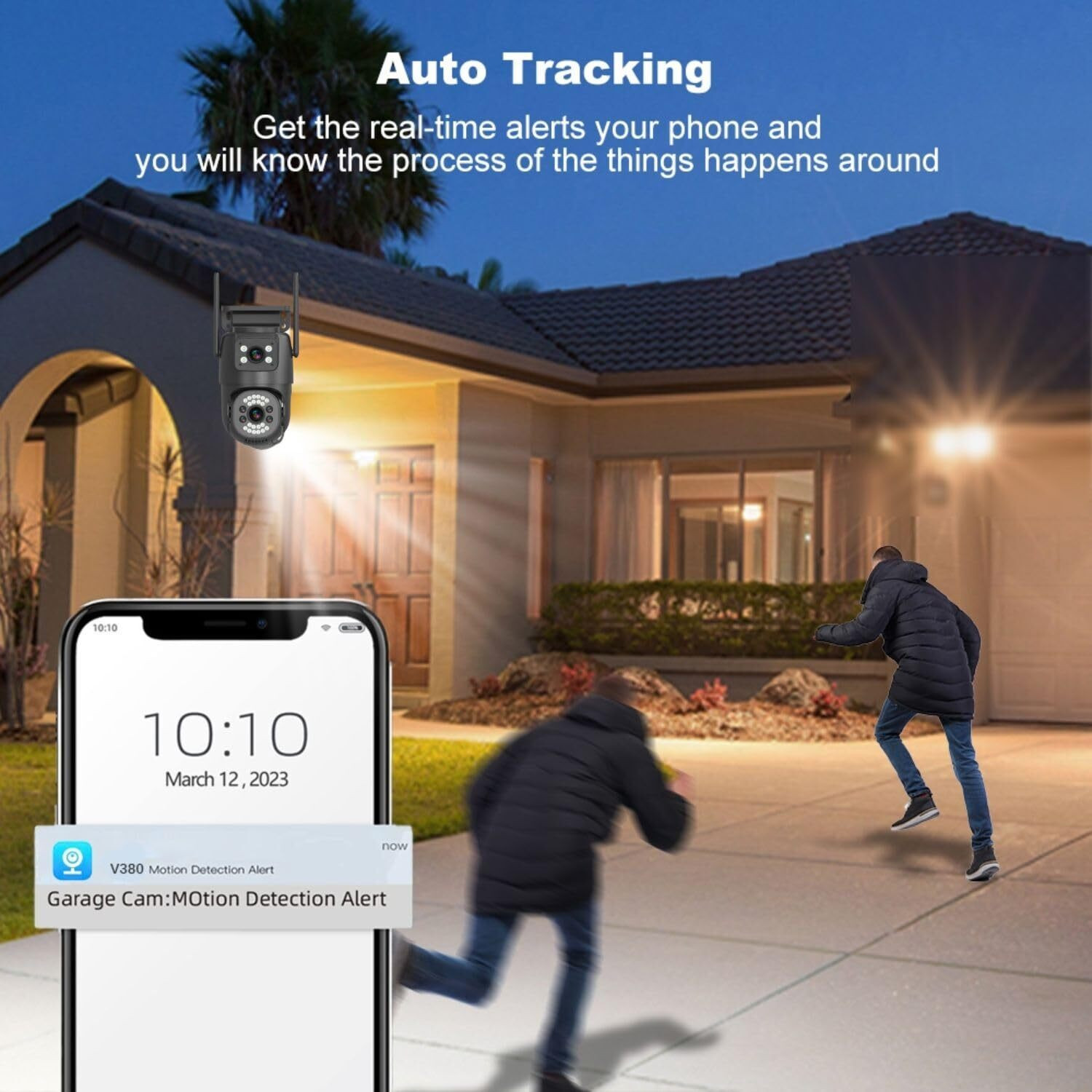 Image of SIOVS HD Dual Lens PTZ 4G SIM Camera Monitor WiFi 360 View TwoWay Audio Night Vision Security Camera