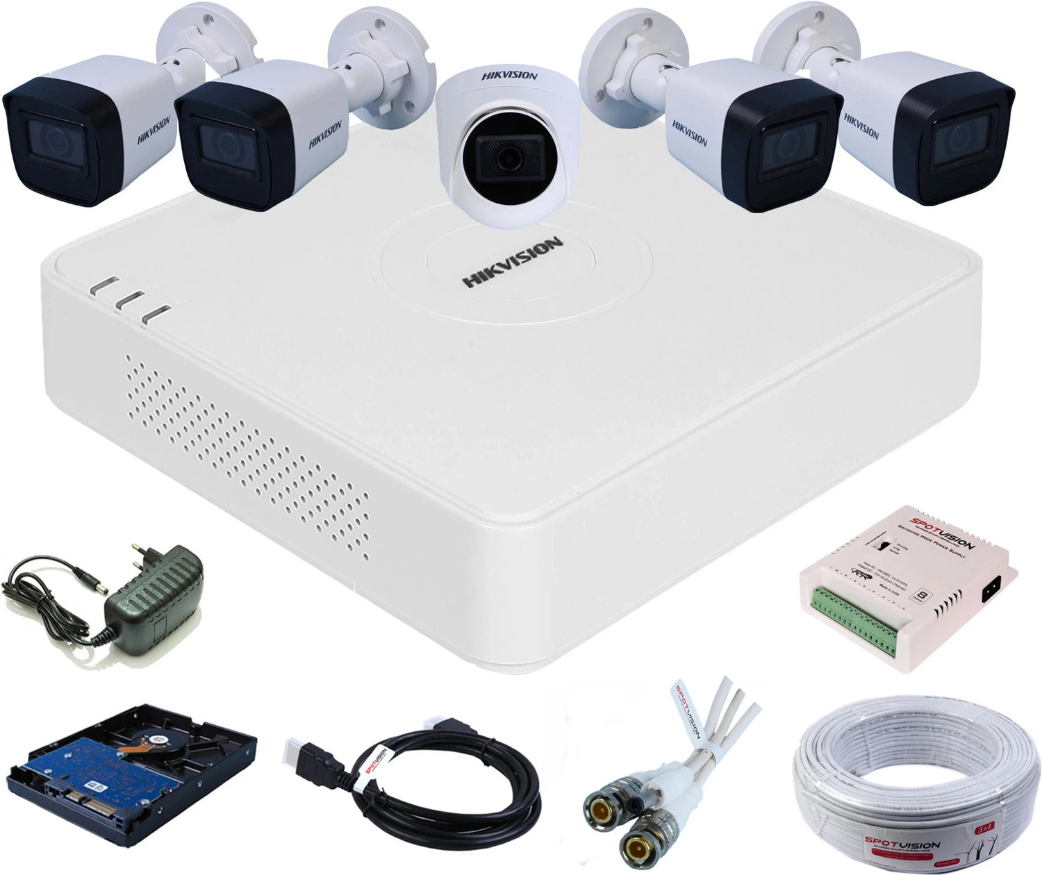 Image of HIKVISION 8 CHANNAL HD DVR 1080P,Outdoor & Indoor Cameras Day & Nightvision 1080P 5Pcs Security Camera
