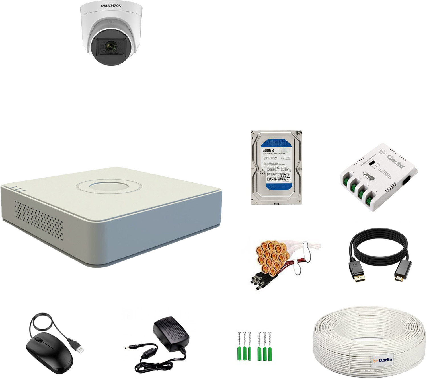 Image of Clocite HIKVISION 5MP 1 Dome Cameras (Audio Recording) + 4CH 3K /5MP DVR Kit Security Camera
