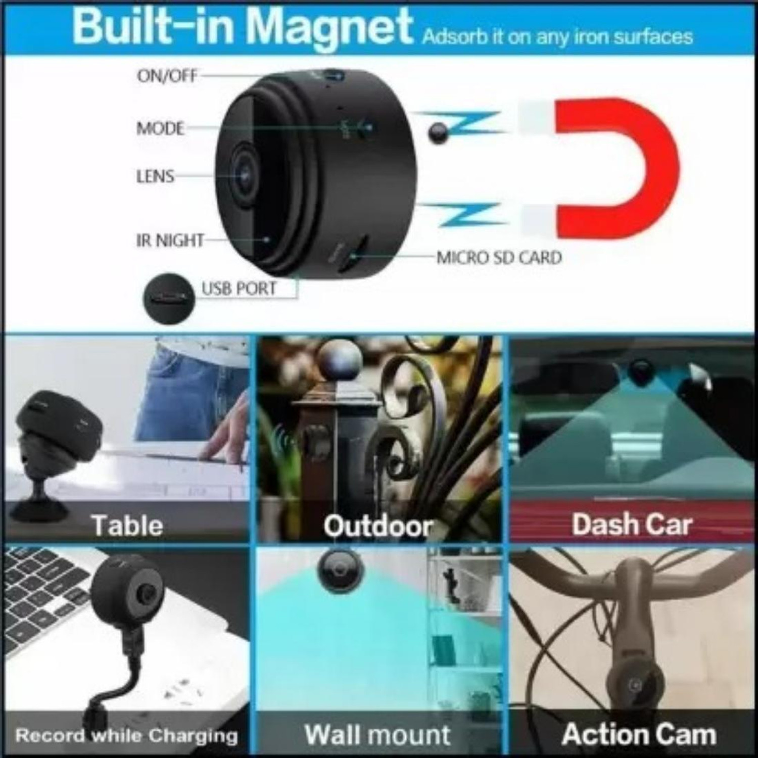 Image of SKY HUB A9 Mini Camera WiFi 1080P HD IP Camera Home Security Magnetic Wireless Camcorder Security Camera