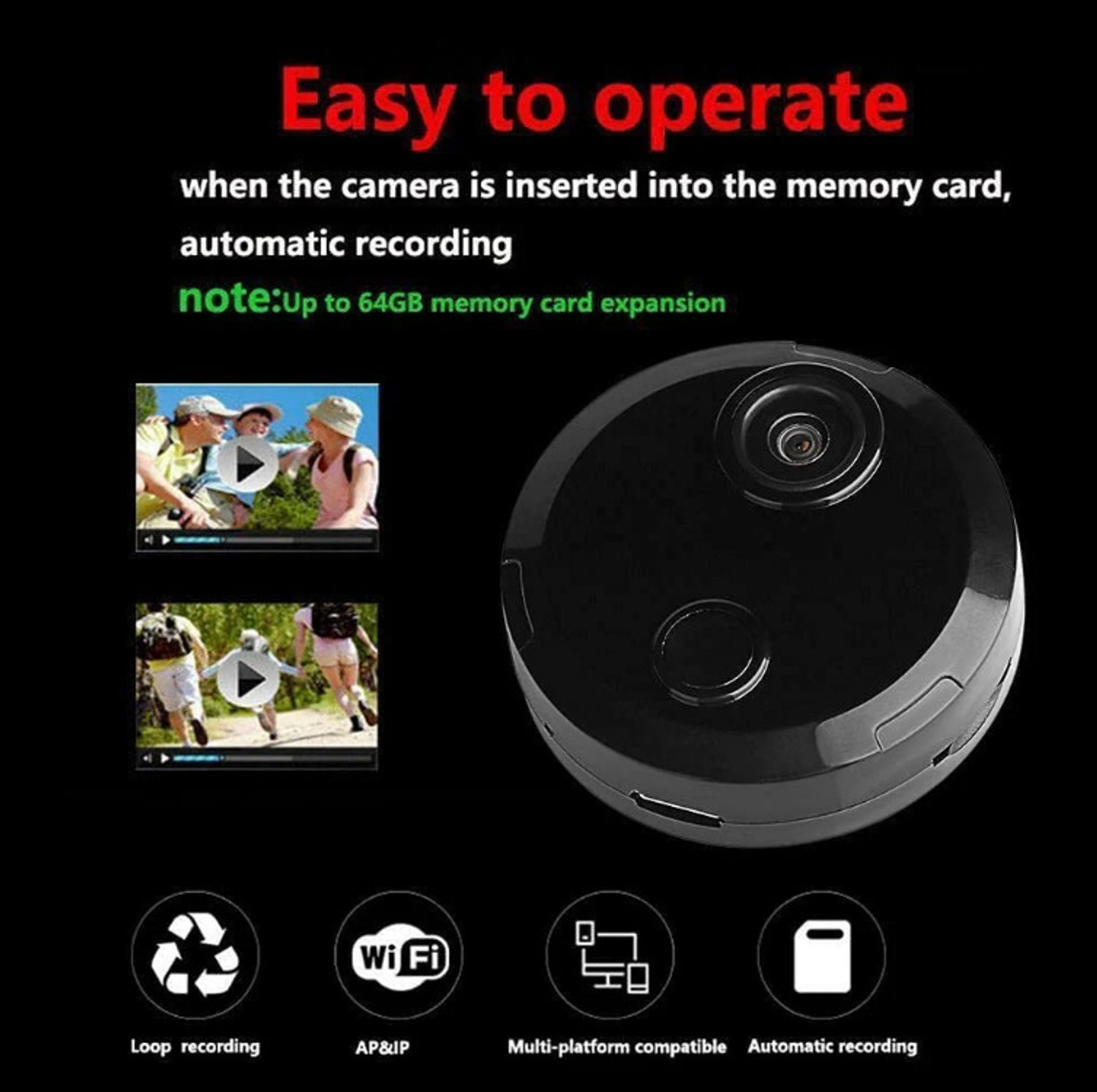 Image of Techdash 4K Ultra HD WiFi Hidden Mini Security Camera Night Vision Motion Alert Security Camera