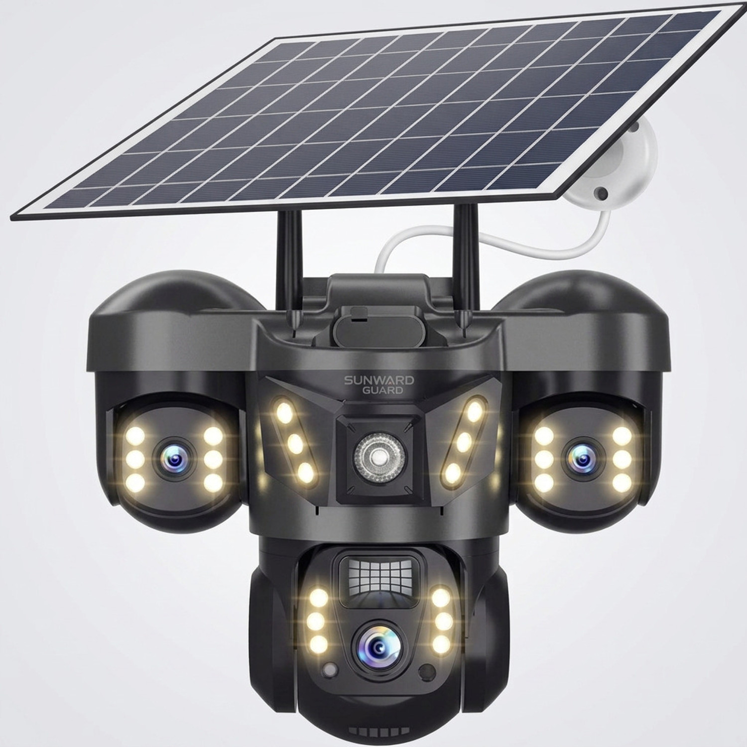 Image of Divine creation 4G Solar Triple Lens 5MP Outdoor CCTV Camera | 3-Screen View C265 Security Camera
