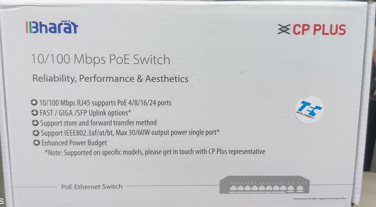 Image of CP PLUS POE SWITCH 8PORT (CP-ANW-HPU8H2-N12) Security Camera