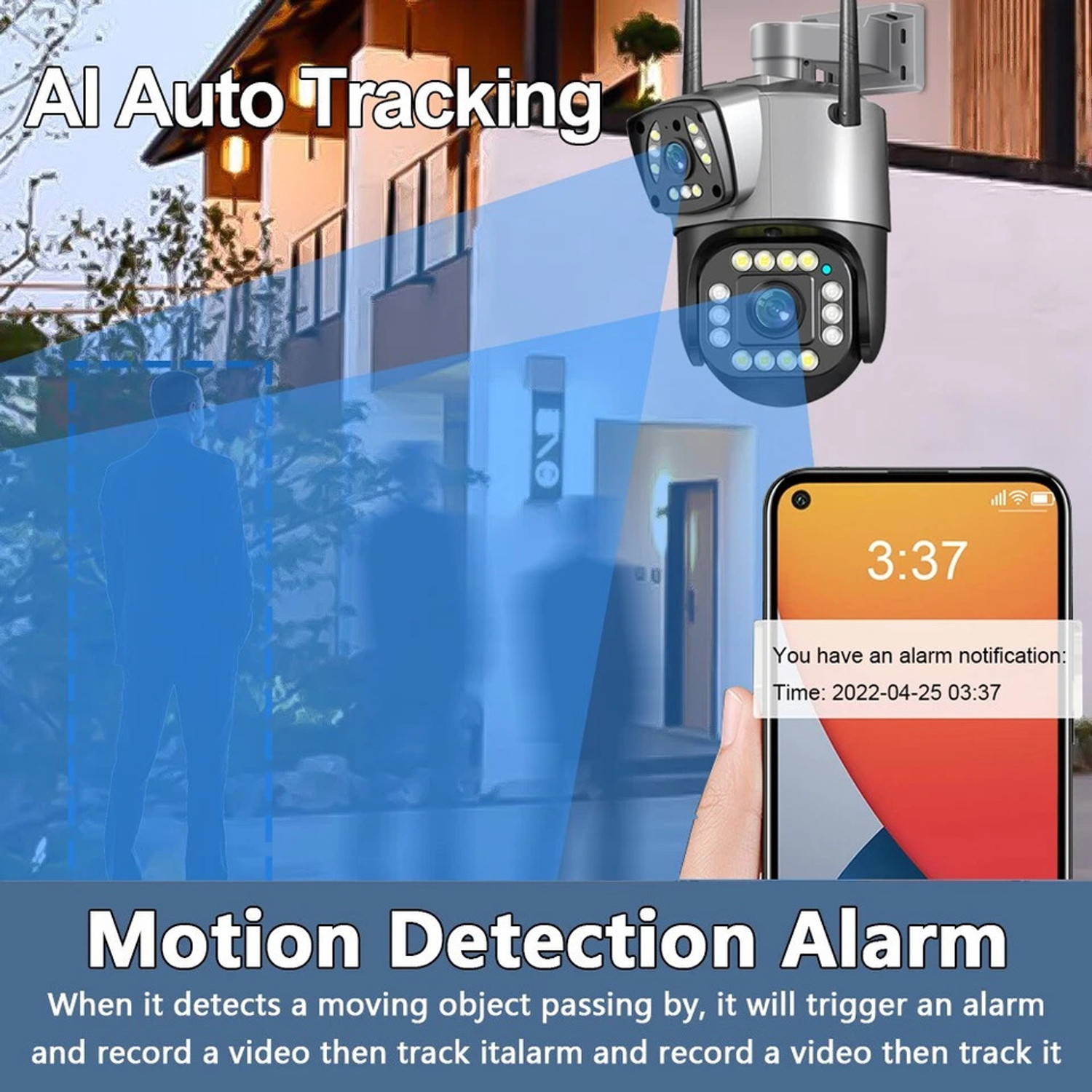 Image of OSQD 5+5MP FHD Dual Lens WiFi PTZ CCTV Camera 360 View Remote Live View Security Camera
