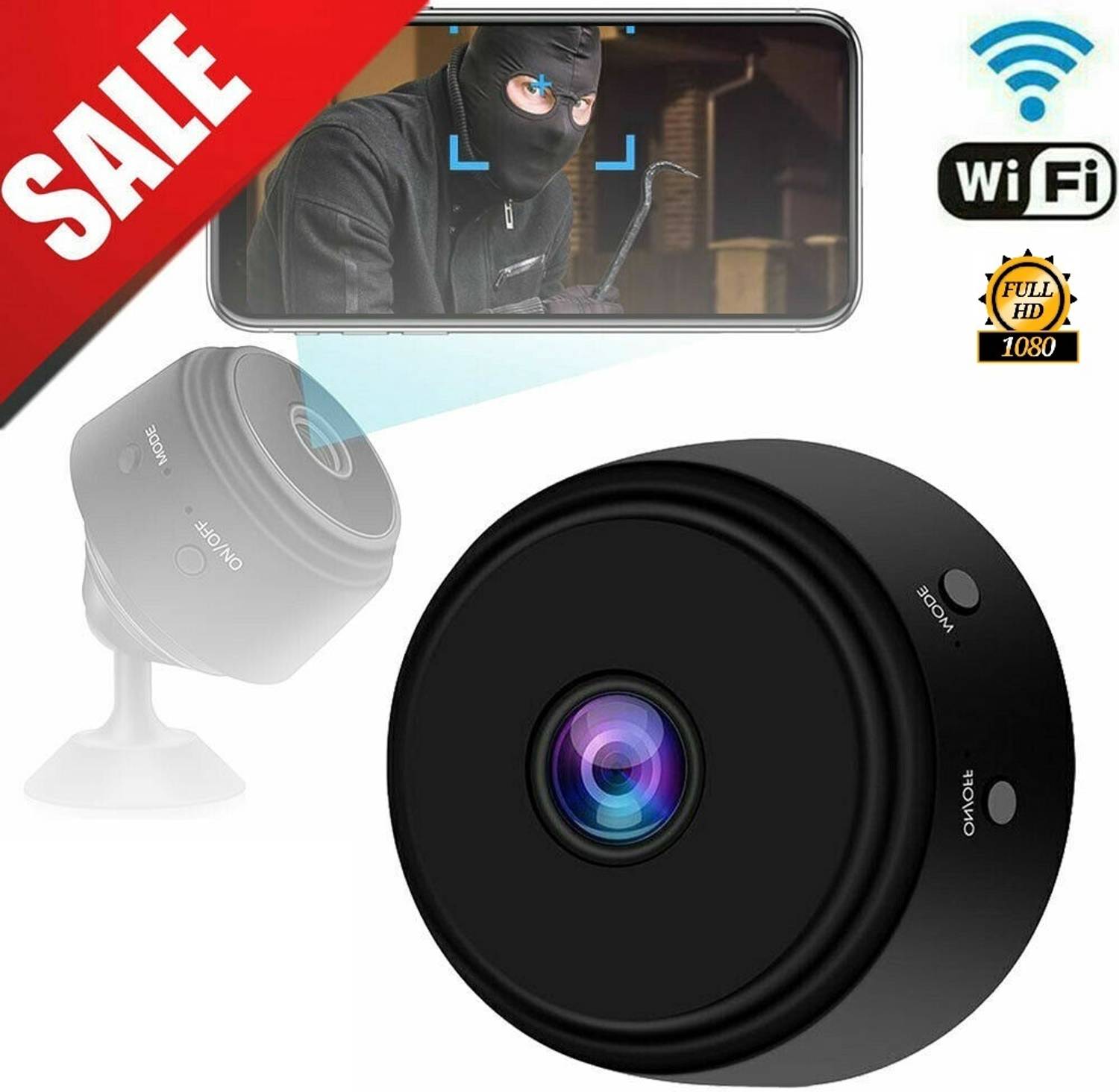SROPX CCTV Mini WiFi Camera Wireless CCTV 1080P IR Night Viewing 2 Way Audio Smart Security Camera