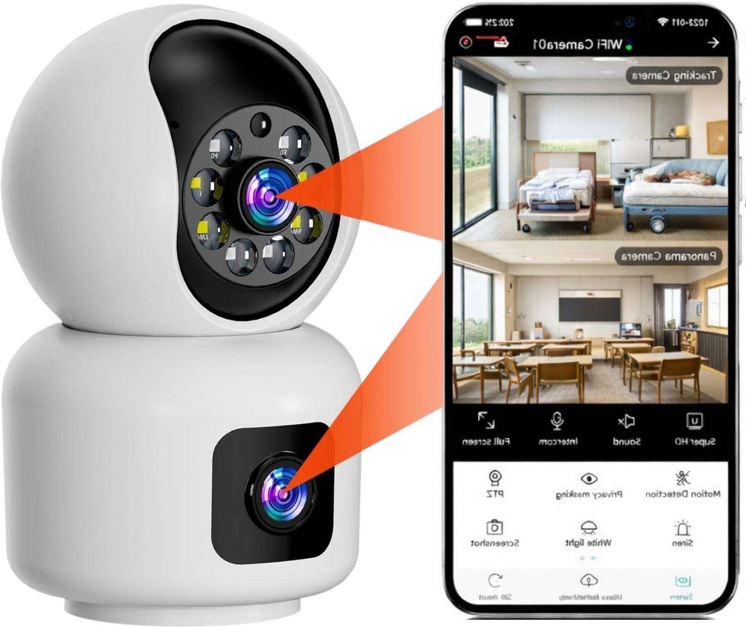 OSQD 5+5MP WiFi FHD Dual Lens CCTV Camera - Image 1