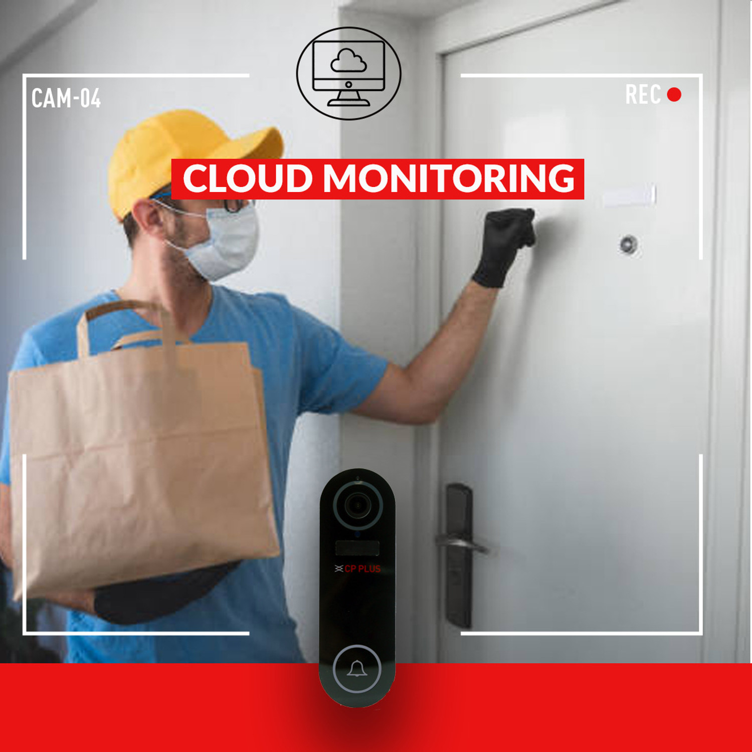 Image of CP PLUS CP-L23 2MP Wi-Fi Doorbell with Wide Angle View, Night Vision & Security Camera