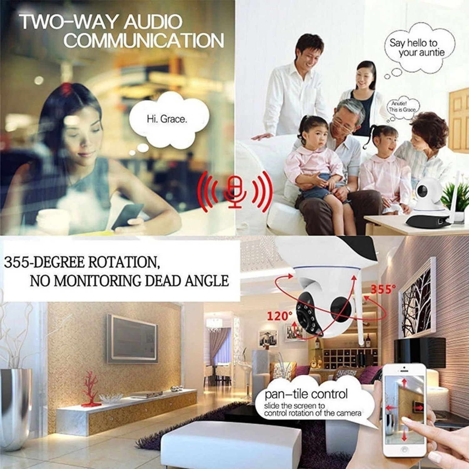 Image of AVOIHS CCTV WiFi Wireless PTZ 12MP Camera 1080p Night Vision 360 LiveView TwoWay Audio Security Camera