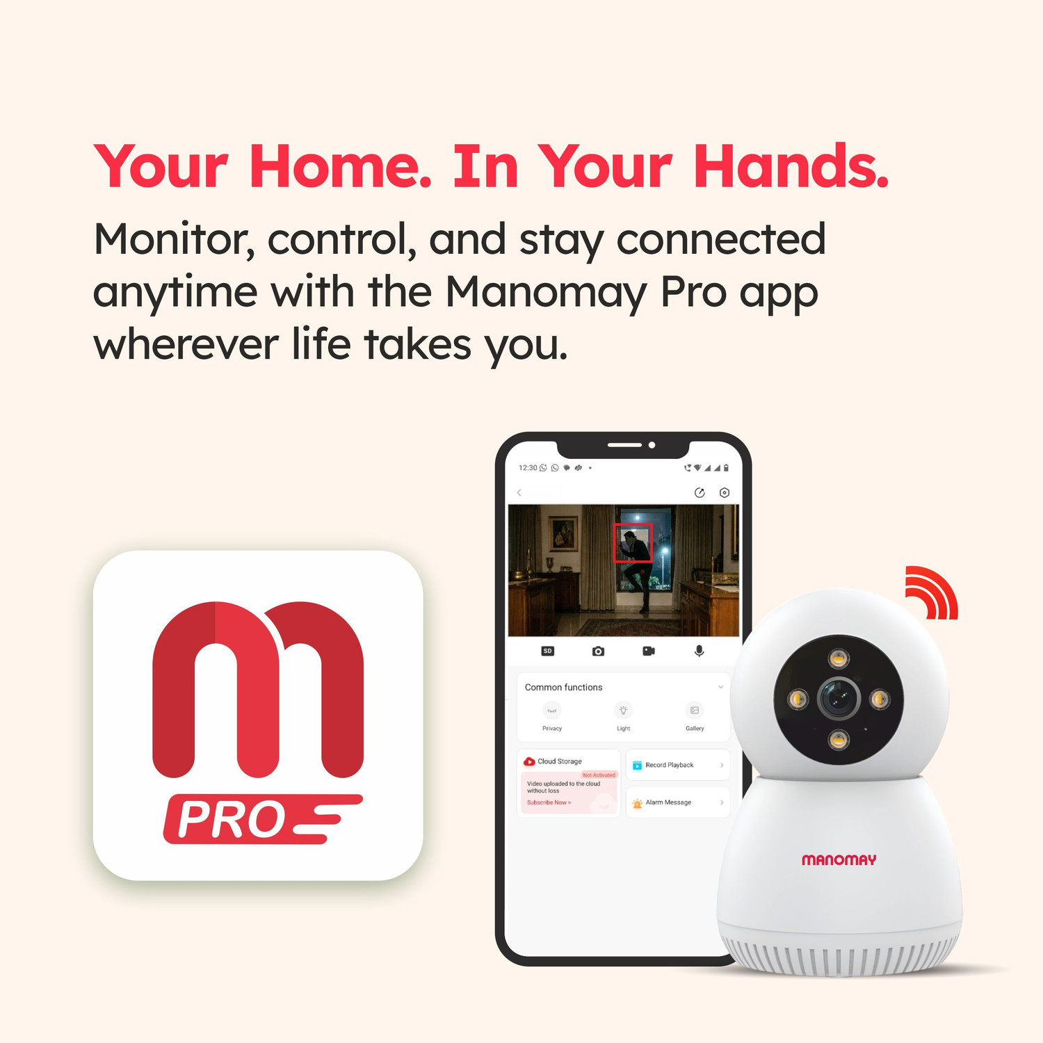 Image of Manomay BIS Certified STQC 3MP Smart WiFi Wireless Full View Pan-Tilt CCTV Home Security Camera