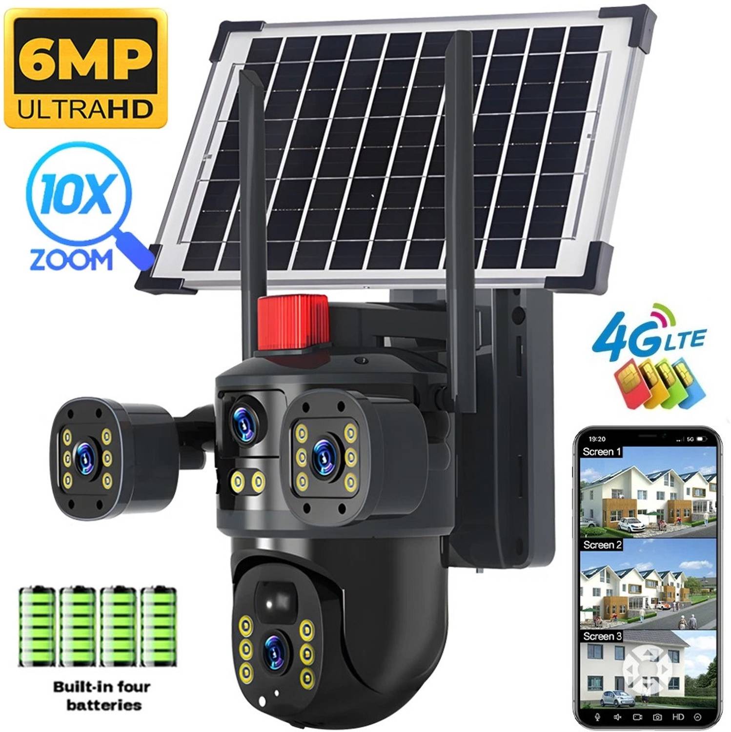 SROPX 6MP 4G Dual Lens CCTV Camera | Solar Panel with 8000mAh