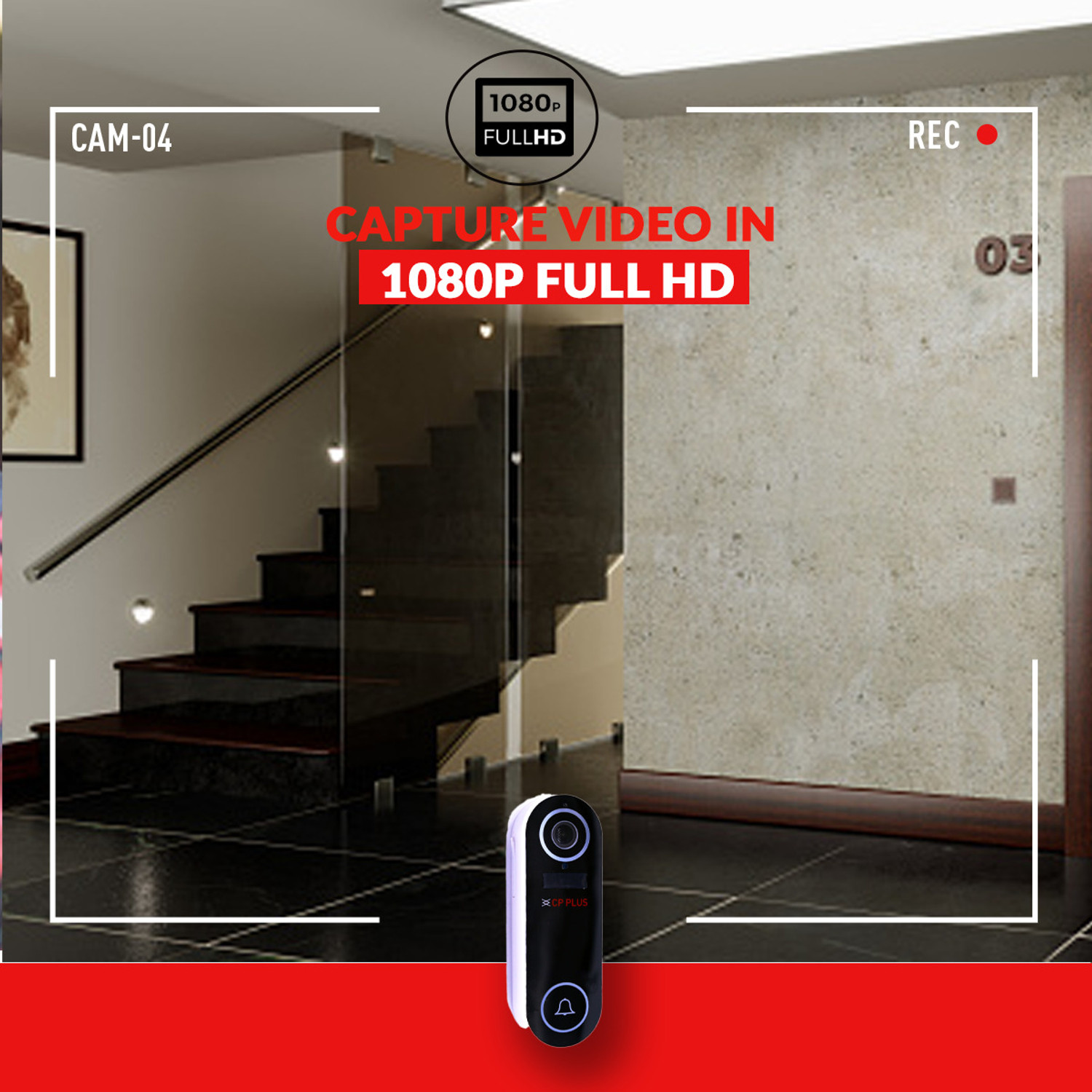 Image of CP PLUS CP-L23 2MP Wi-Fi Doorbell with Wide Angle View, Night Vision & Security Camera