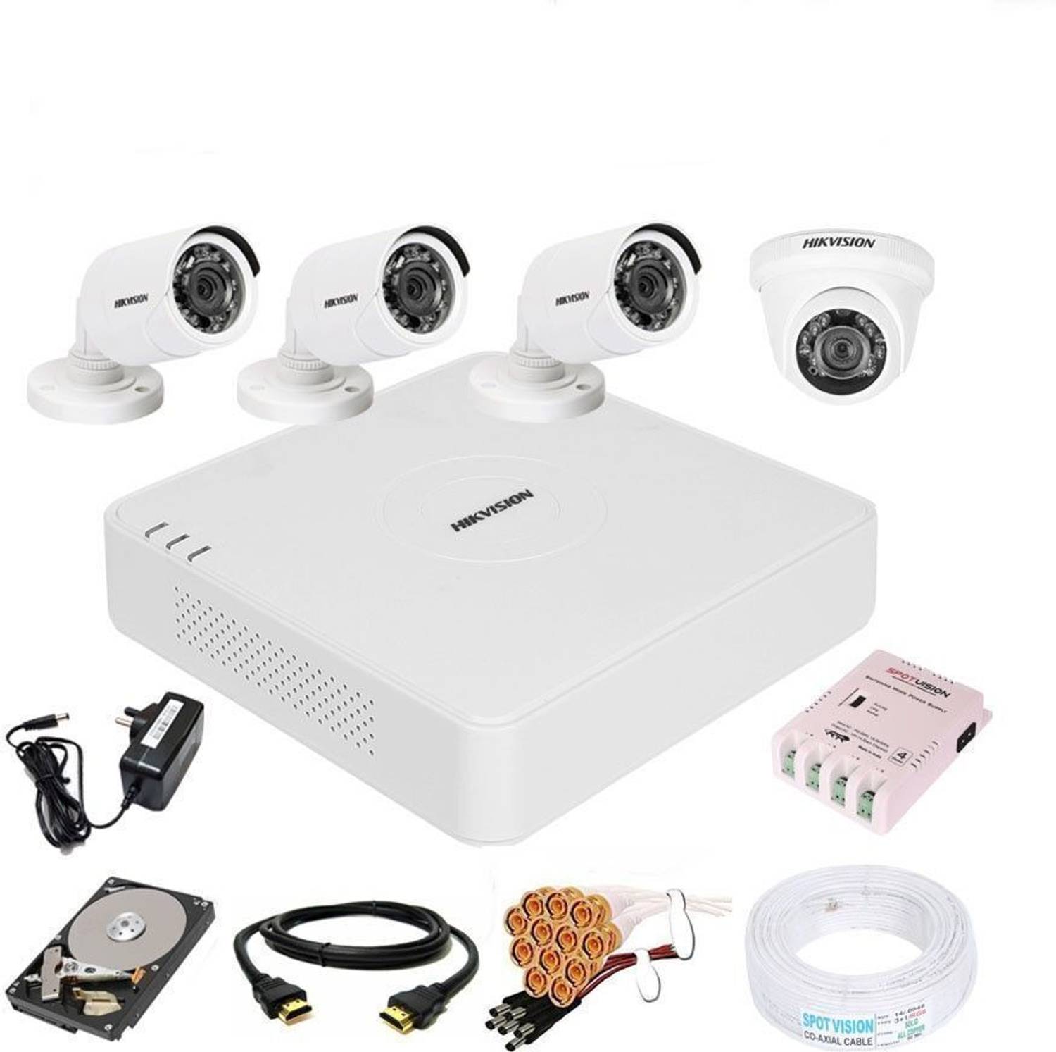 HIKVISION 4 Channal HD DVR 1080p,2MP Outdoor & Indoor Security Camera