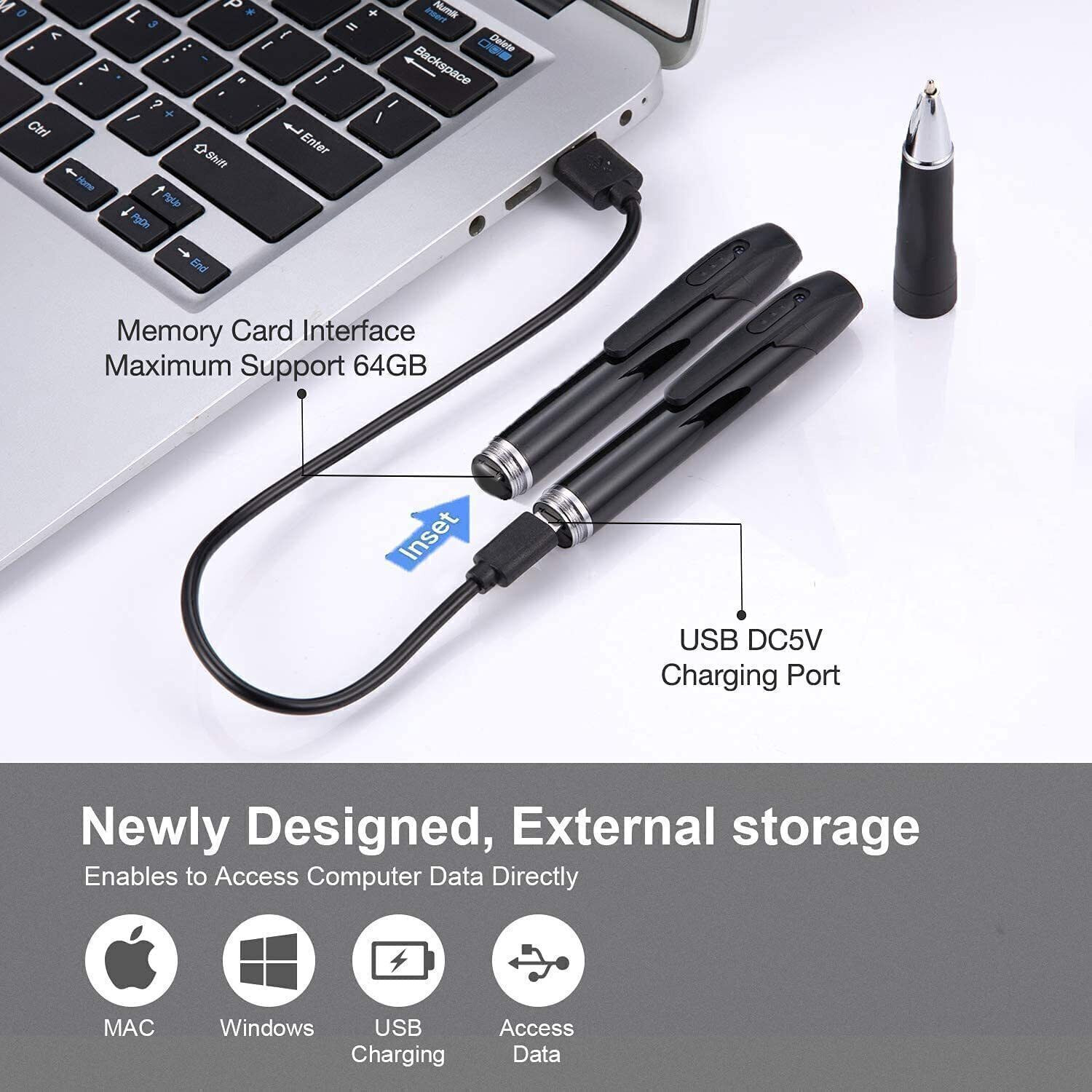 Image of securinnov Full HD Pen Camera 1080P Video Audio Recording Indoor Outdoor Pocket Security Security Camera