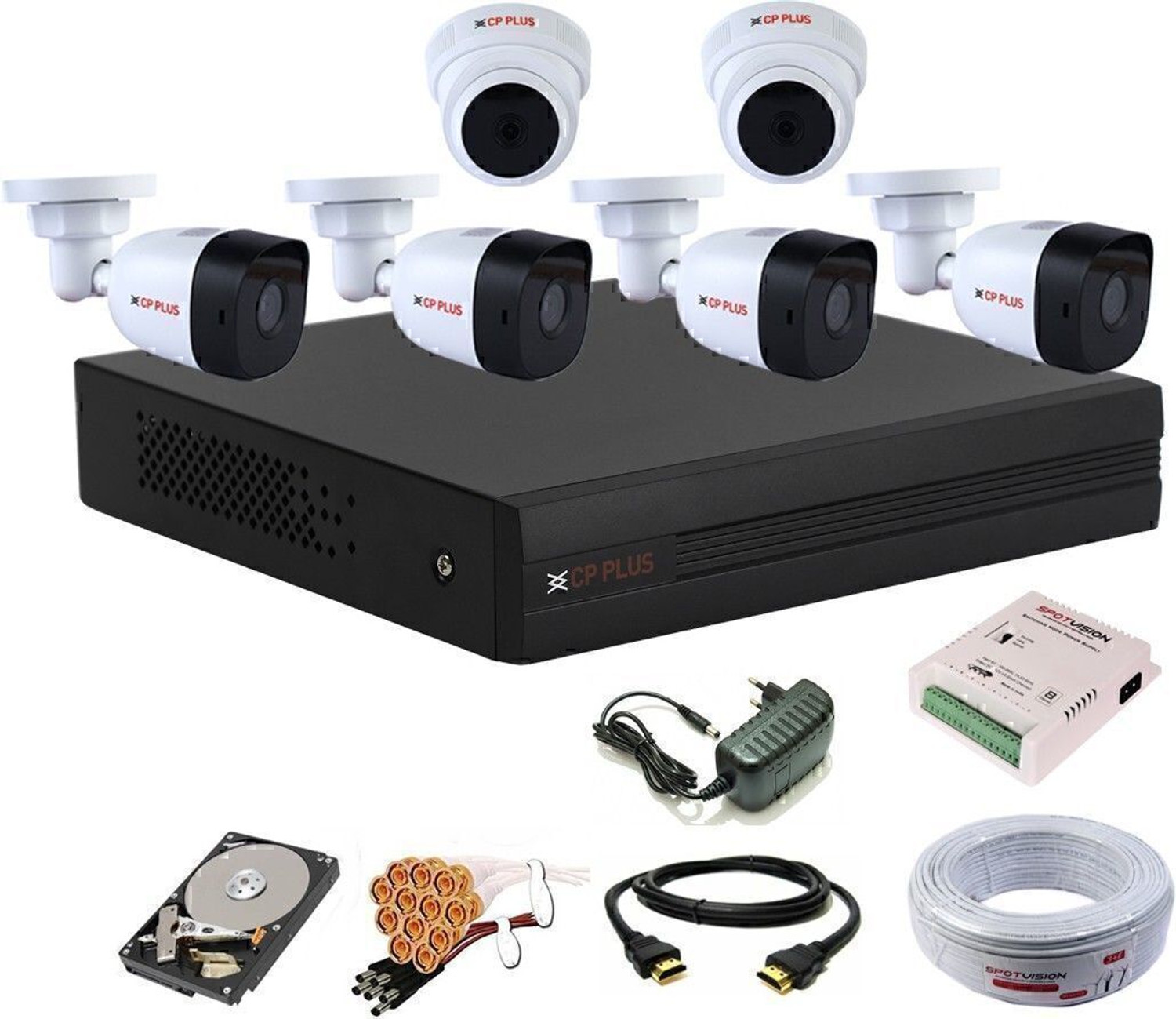 Image of CP PLUS 8 Channal HD DVR 1080p 1Pcs,Outdoor & Indoor camera 2.4MP 1080P, Security Camera