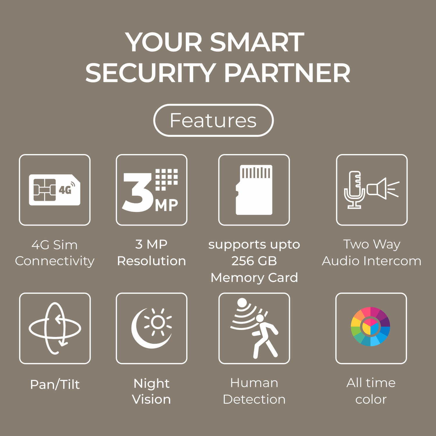 Image of Trueview 3MP STQC 4G Mini PT Smart Tracking All Time Color Outdoor Night Vision Security Camera