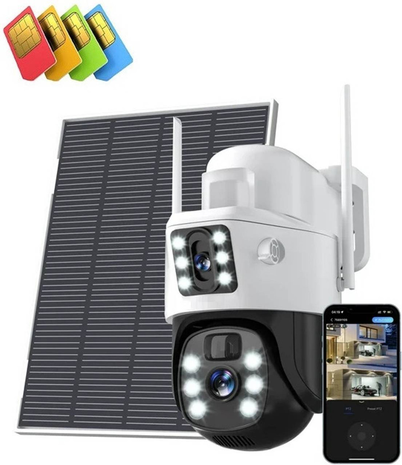 Image of SKY HUB 5+5MP 4G SIM Mini PT Solar Powered Linkage Advanced WIRELESS CCTV Surveillance Security Camera