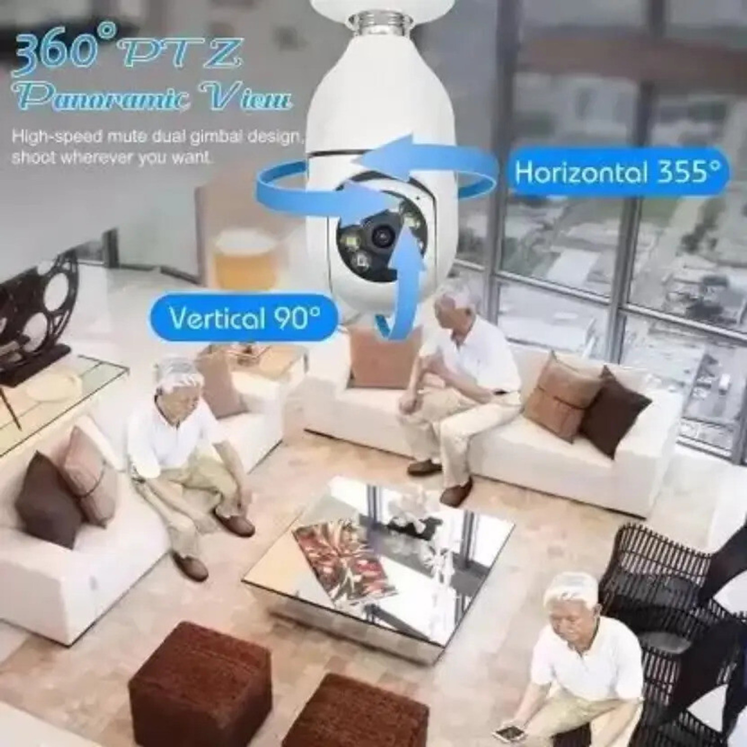 Image of SKY HUB Wireless Bulb Shape PTZ V380 Pro Indoor 360 Spy Camera cctv camera for home Security Camera