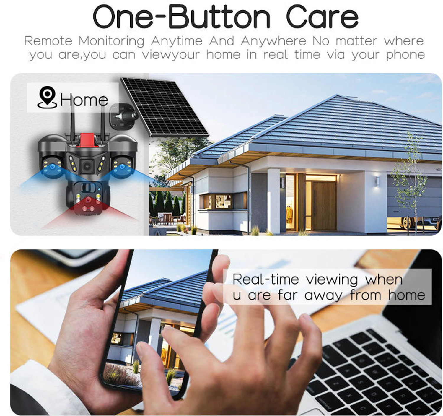 Image of Divine creation 4G Solar Triple Lens 5MP Outdoor CCTV Camera | 3-Screen View C265 Security Camera